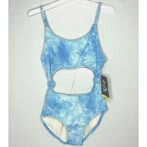 Art Class Girls Blue Cool Tie Dye One Piece Monokini Swimsuit Size M (7/8) New!